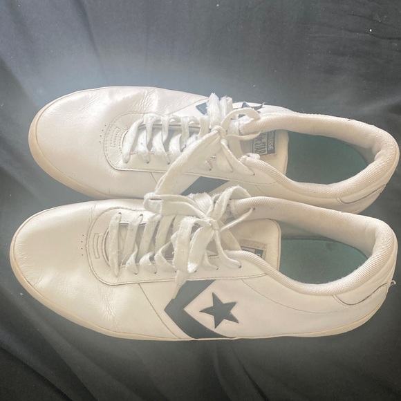 Converse White All Star Sneakers with Black Logo - Picture 1 of 4